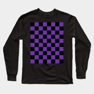 Byzantium and Black Chessboard Pattern Long Sleeve T-Shirt